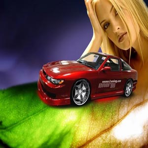 دختر و ماشین مدل بالای قرمز