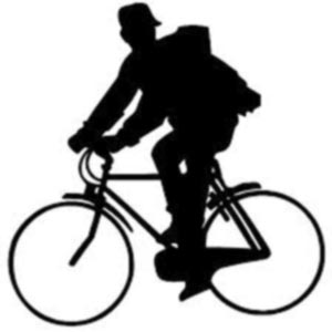 نقاشی سیاه و سفید یک مرد سوار بر دوچرخه